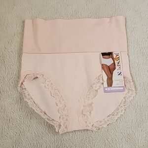 NWT Joyspun Women's Shape & Smooth Lace Trim Brief Sz Small Pink Light Support